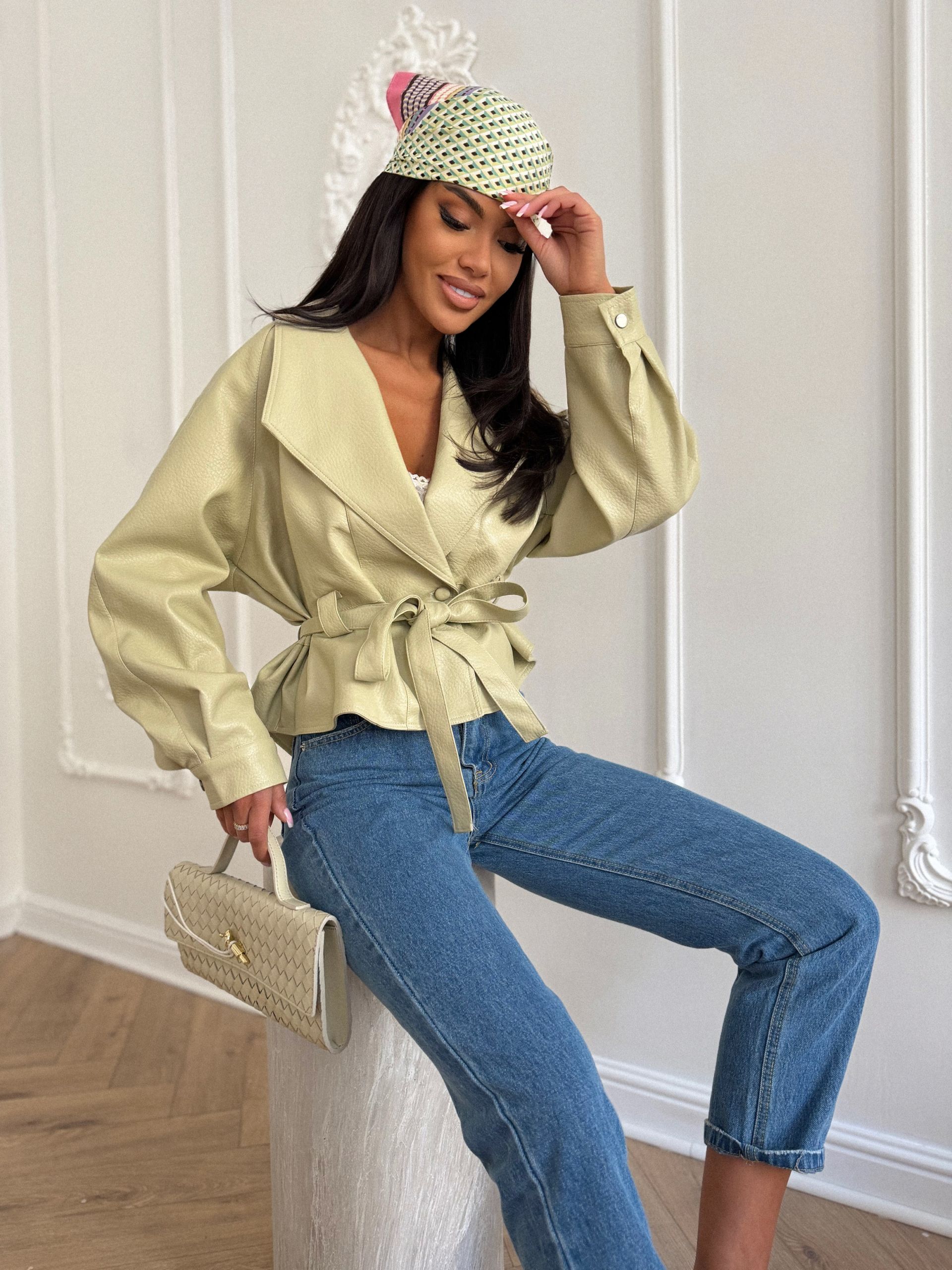 Kurtka Eko-Skóra Premium – Pistacjowa