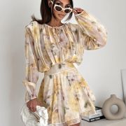 Sukienka „Sunny Bloom” – żółto-beżowy print