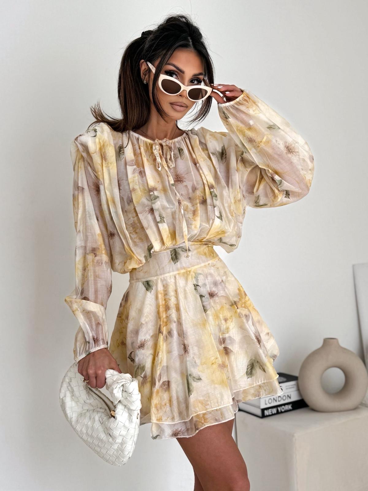 Sukienka „Sunny Bloom” – żółto-beżowy print