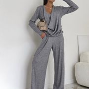 Komplet dzianinowy SOFT DRAPE – Szarość