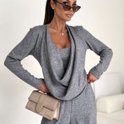 Komplet dzianinowy SOFT DRAPE – Szarość