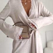 Komplet dzianinowy LACE TOUCH – Beż