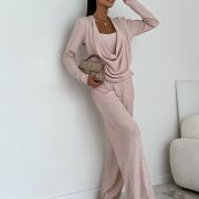 Komplet dzianinowy SOFT DRAPE – Pudrowy Róż