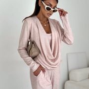 Komplet dzianinowy SOFT DRAPE – Pudrowy Róż