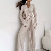 Komplet dzianinowy LACE TOUCH – Beż