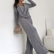 Komplet dzianinowy SOFT DRAPE – Szarość