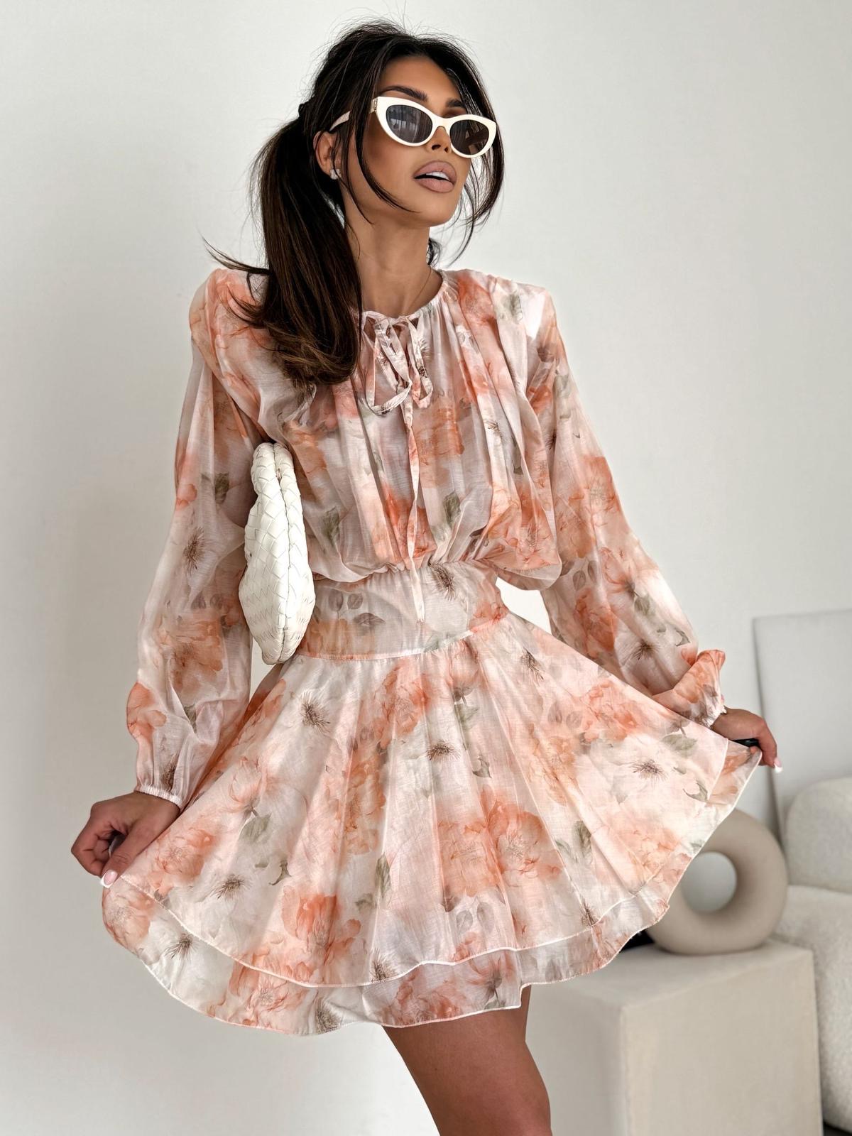 Sukienka „Sunny Bloom” – morelowo-beżowy print