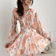 Sukienka „Sunny Bloom” – morelowo-beżowy print