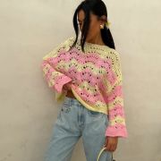 SWETER WAVY CANDY PINK & BUTTER YELLOW