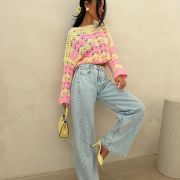 SWETER WAVY CANDY PINK & BUTTER YELLOW