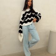 SWETER WAVY CANDY BLACK & ECRU
