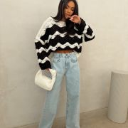 SWETER WAVY CANDY BLACK & ECRU