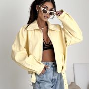 „ECO CHIC” Kurtka z eko skóry – Żółty