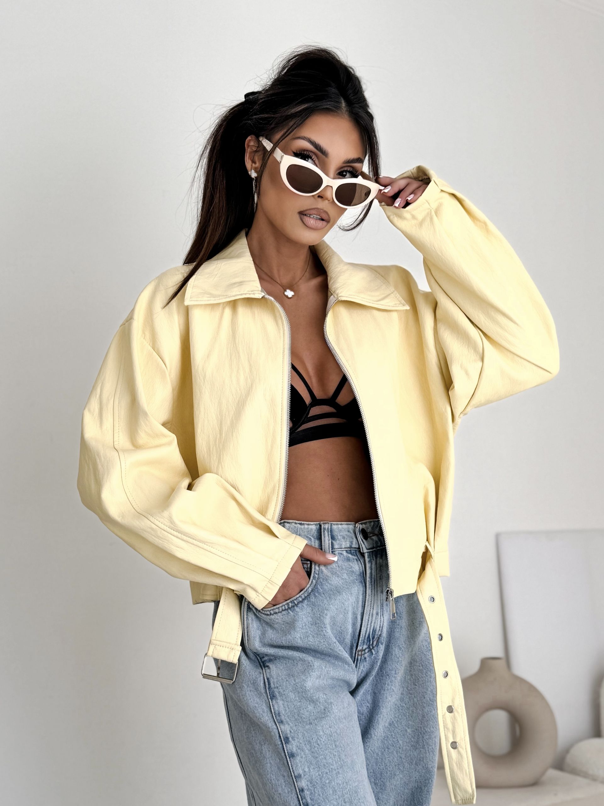 „ECO CHIC” Kurtka z eko skóry – Żółty