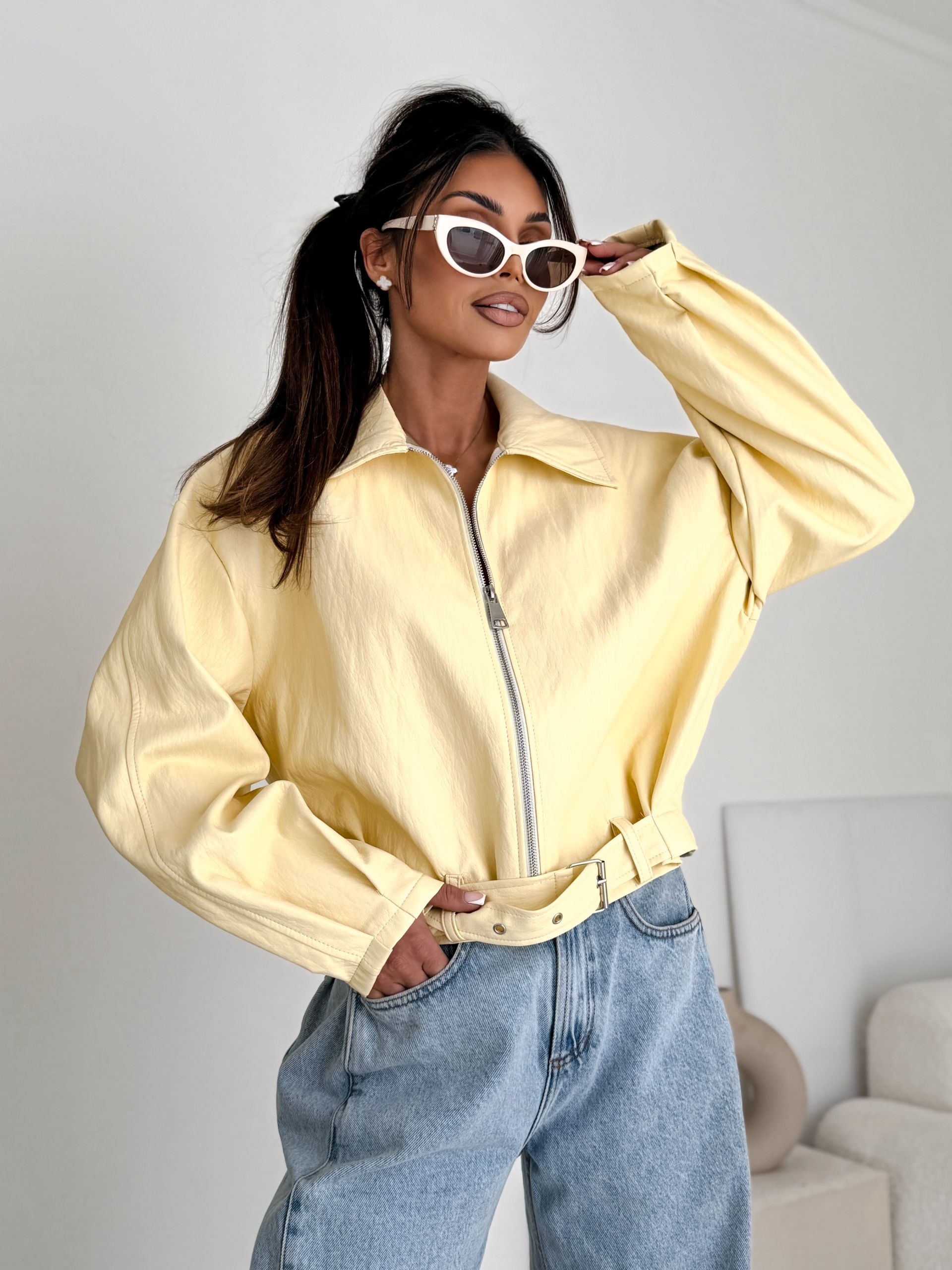 „ECO CHIC” Kurtka z eko skóry – Żółty