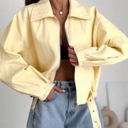 „ECO CHIC” Kurtka z eko skóry – Żółty