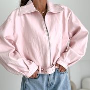 „ECO CHIC” Kurtka z eko skóry – Pudrowy róż