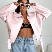 „ECO CHIC” Kurtka z eko skóry – Pudrowy róż