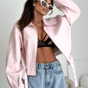 „ECO CHIC” Kurtka z eko skóry – Pudrowy róż