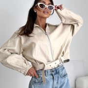 „ECO CHIC” Kurtka z eko skóry – Beż