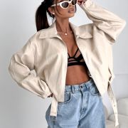 „ECO CHIC” Kurtka z eko skóry – Beż