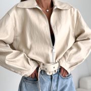 „ECO CHIC” Kurtka z eko skóry – Beż