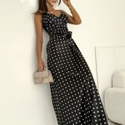 Sukienka Satin Dots – czarna w groszki