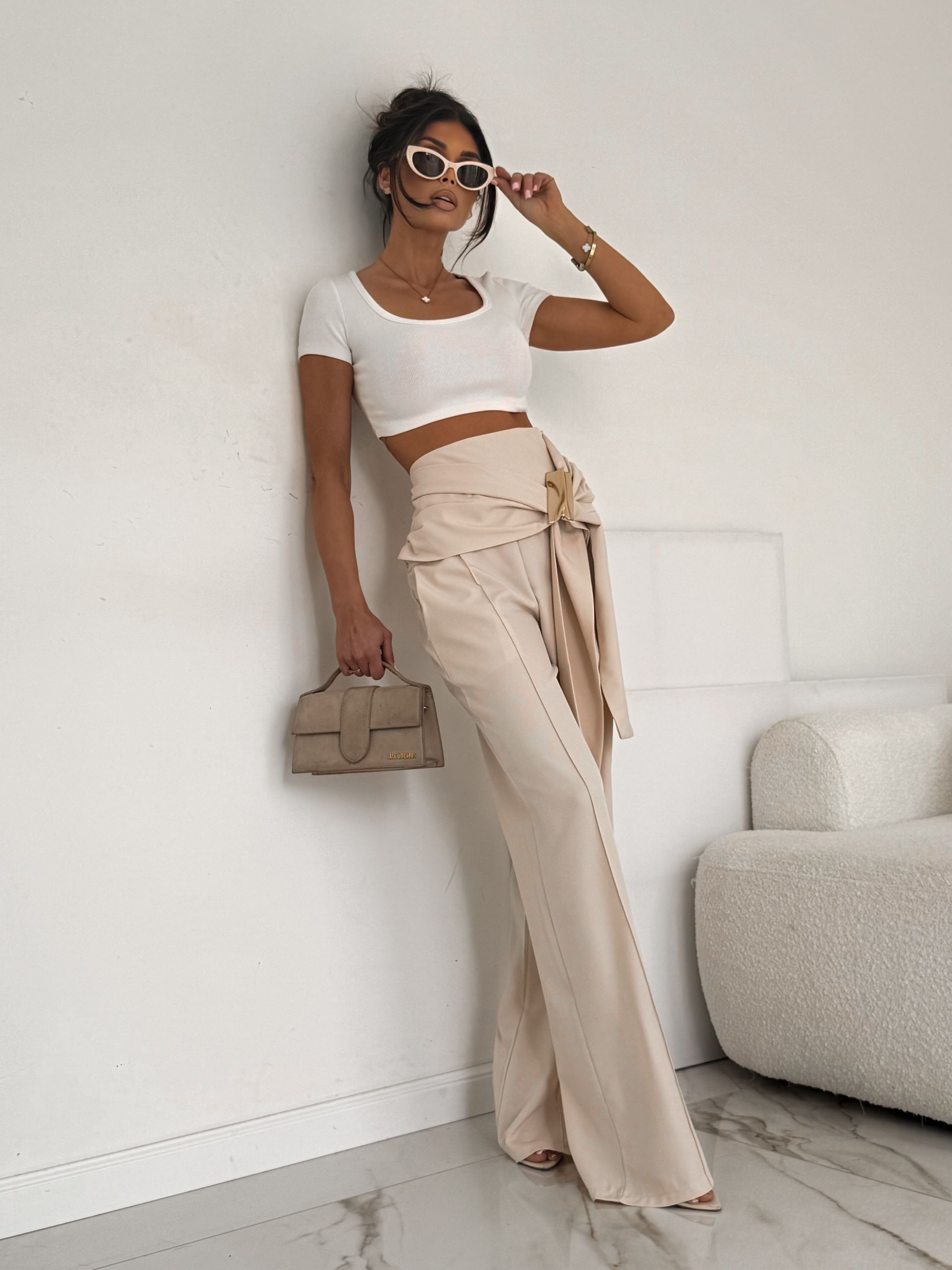 LILGLAM  🌸 Spodnie Glam Belt beż