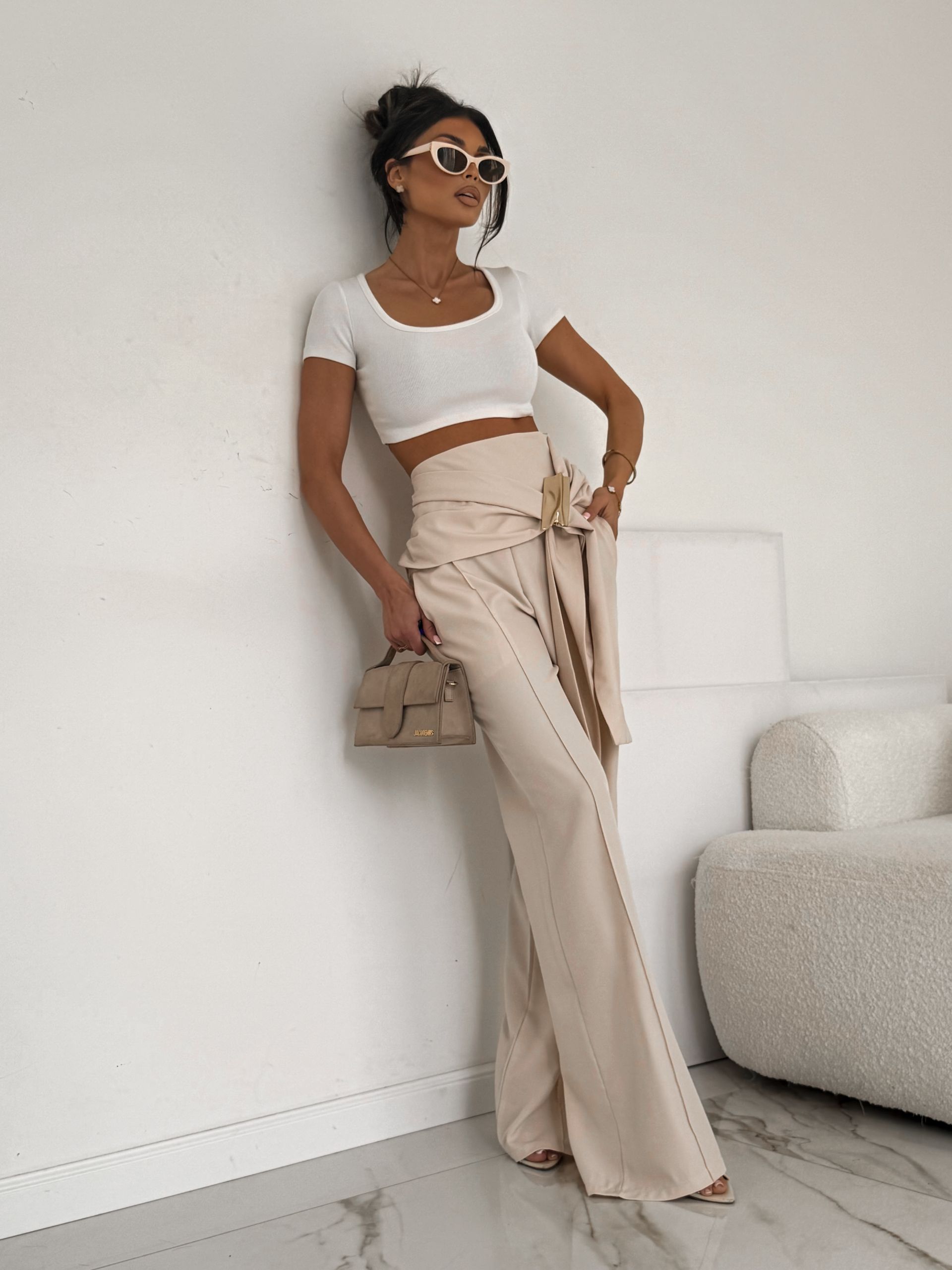 LILGLAM  🌸 Spodnie Glam Belt beż