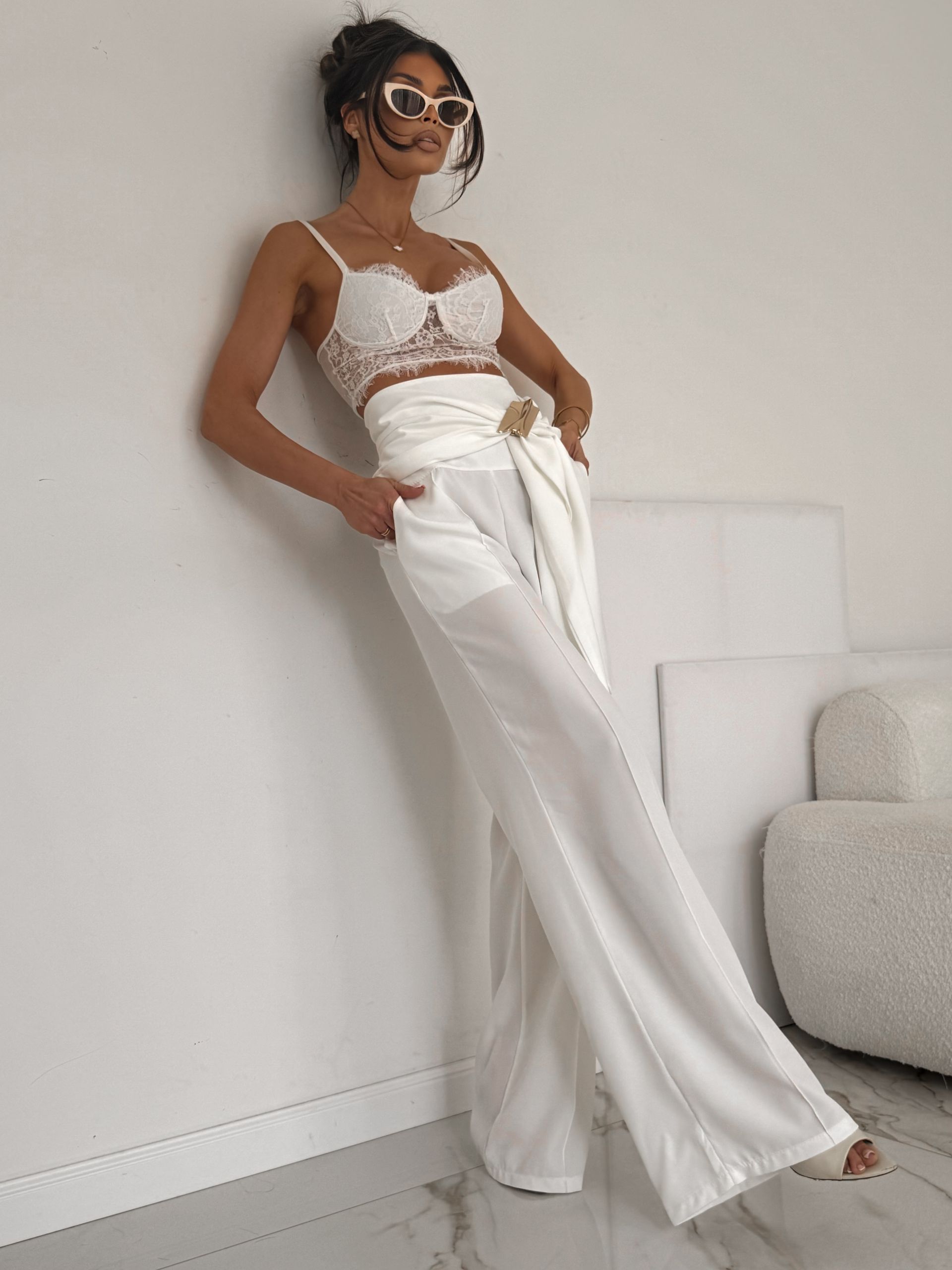 LILGLAM  🌸 Spodnie Glam Belt White