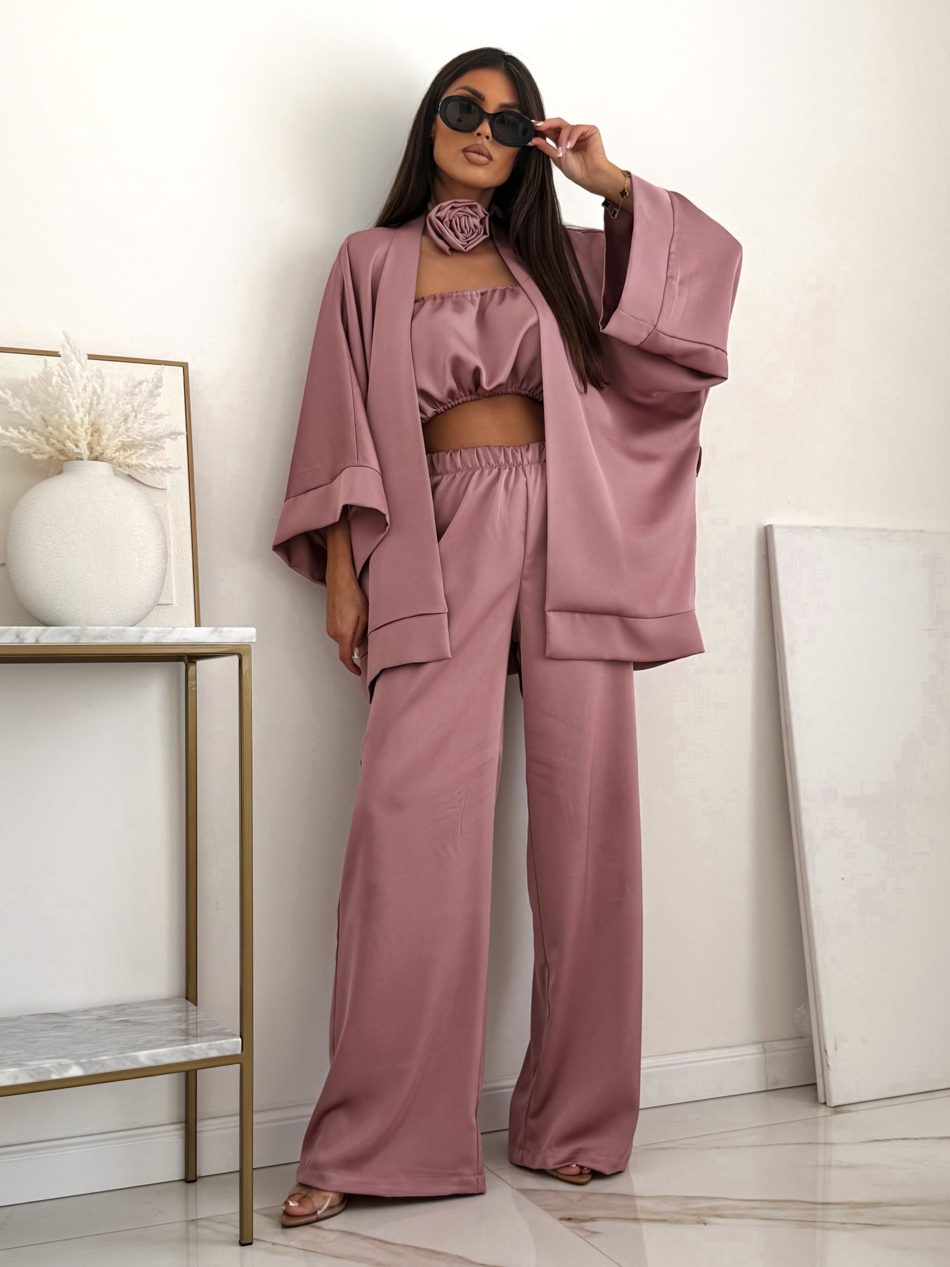 Komplet Monaco Satin – brudny róż