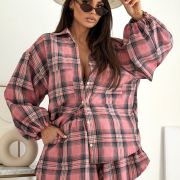 Komplet Flannel Chic – różowa krata