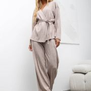 SOFT CABLE KIMONO SET – jasny beż